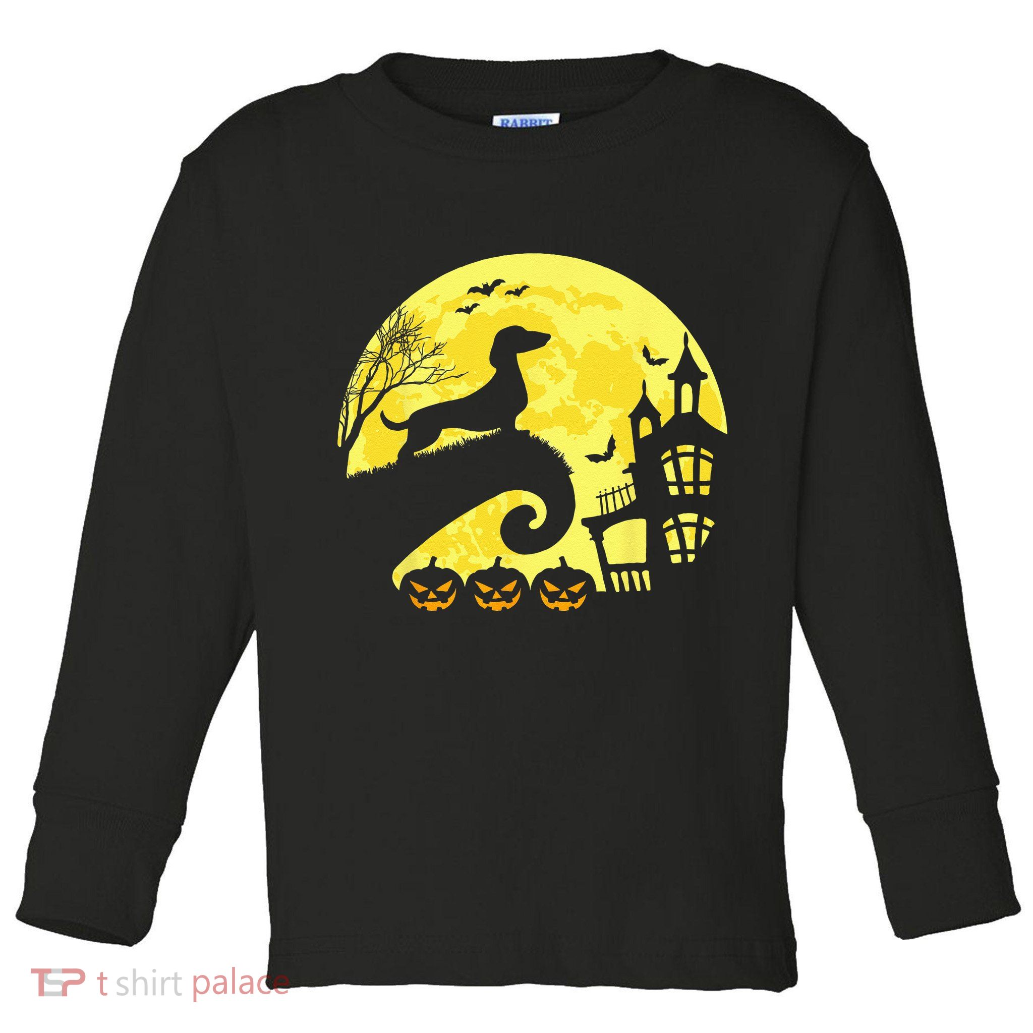 Halloween Dachshund Weenie Wiener Moonshine Sausage Dog Toddler Long Sleeve Shirt