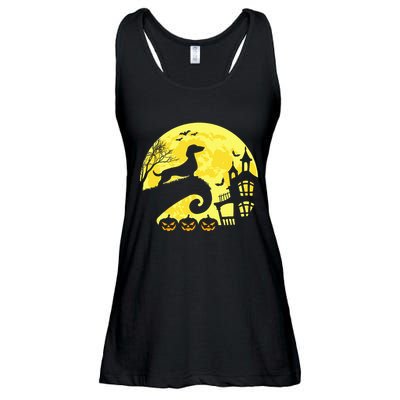 Halloween Dachshund Weenie Wiener Moonshine Sausage Dog Ladies Essential Flowy Tank
