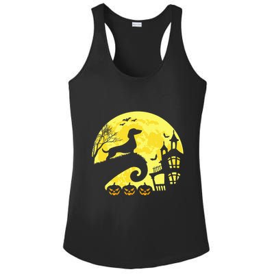 Halloween Dachshund Weenie Wiener Moonshine Sausage Dog Ladies PosiCharge Competitor Racerback Tank
