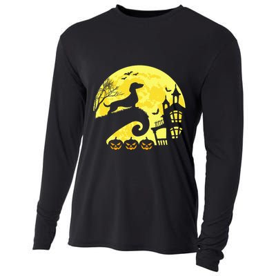 Halloween Dachshund Weenie Wiener Moonshine Sausage Dog Cooling Performance Long Sleeve Crew