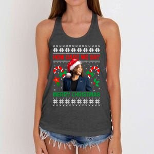 How Dare We Say Merry Christmas Kamala Harris Women's Knotted Racerback Tank