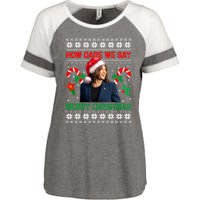 How Dare We Say Merry Christmas Kamala Harris Enza Ladies Jersey Colorblock Tee