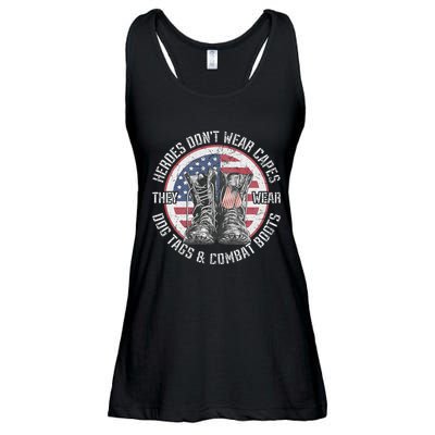 Heroes DonT Wear Capes They Wear Dog Tags & Combat Boots Ladies Essential Flowy Tank