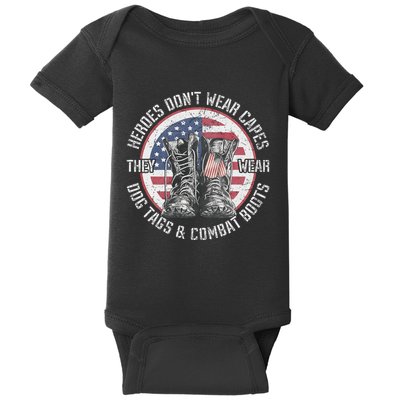 Heroes DonT Wear Capes They Wear Dog Tags & Combat Boots Baby Bodysuit
