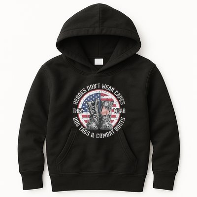 Heroes DonT Wear Capes They Wear Dog Tags & Combat Boots Kids Hoodie