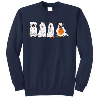 Halloween Dog With Pumpkin Spooky Halloween Dog Ghost Tall Sweatshirt