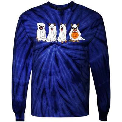 Halloween Dog With Pumpkin Spooky Halloween Dog Ghost Tie-Dye Long Sleeve Shirt