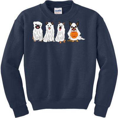 Halloween Dog With Pumpkin Spooky Halloween Dog Ghost Kids Sweatshirt