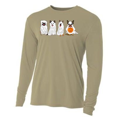 Halloween Dog With Pumpkin Spooky Halloween Dog Ghost Cooling Performance Long Sleeve Crew