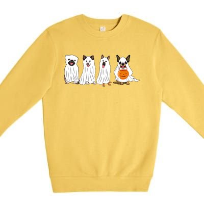 Halloween Dog With Pumpkin Spooky Halloween Dog Ghost Cute Gift Premium Crewneck Sweatshirt