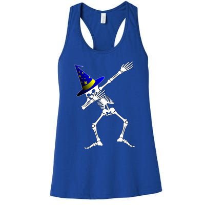 Halloween Dabbing Wizard Skeleton Witch Hat Costume Gift Meaningful Gift Women's Racerback Tank