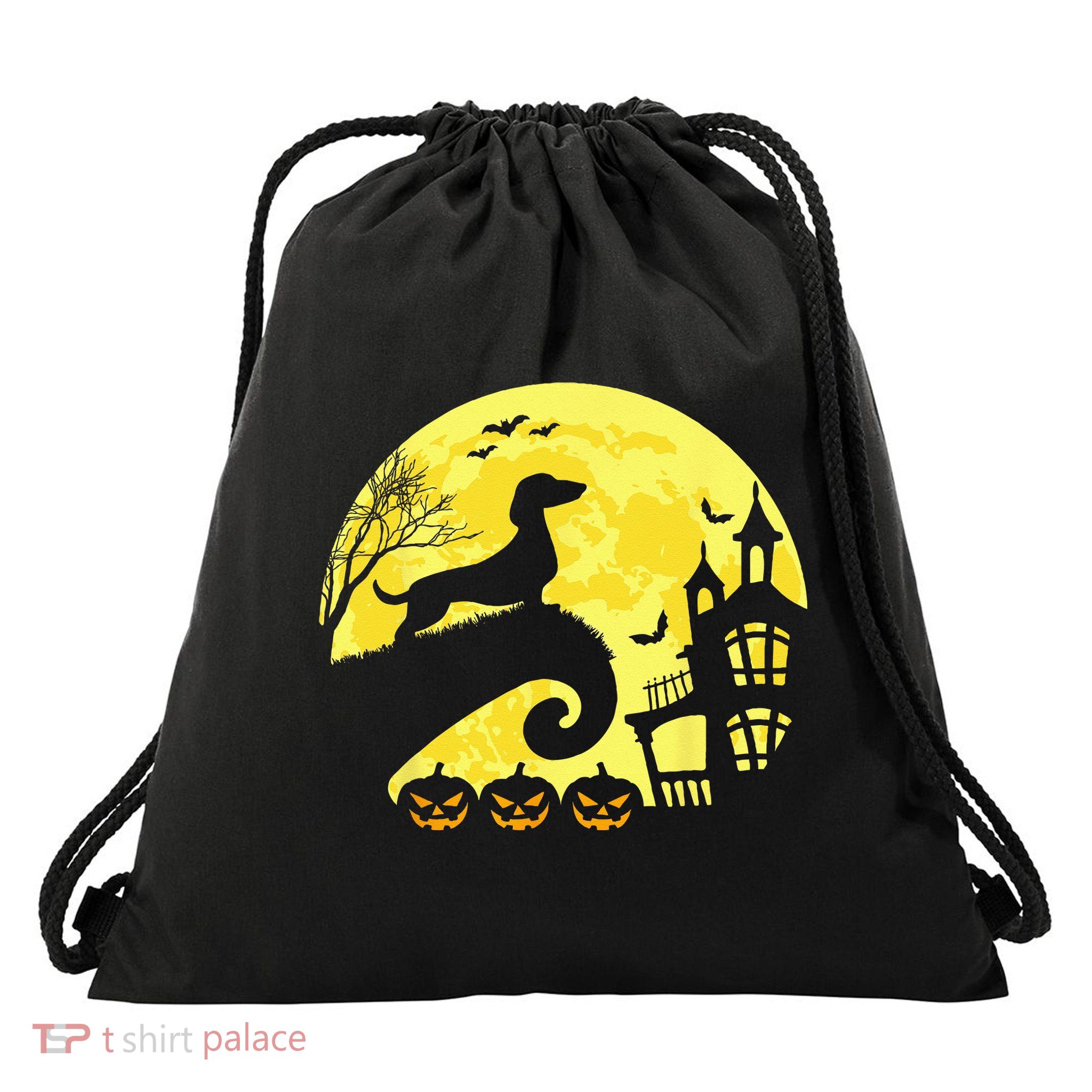 Halloween Dachshund Weenie Wiener Moonshine Sausage Dog Drawstring Bag