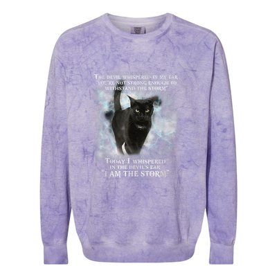 He Devil Whispered In My Ear You ArenT Strong Enough Cat Colorblast Crewneck Sweatshirt