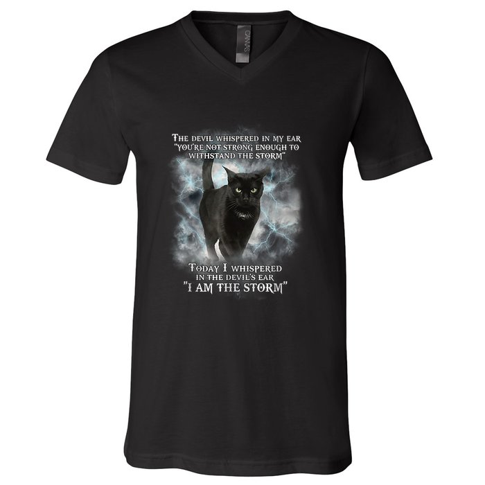 He Devil Whispered In My Ear You ArenT Strong Enough Cat V-Neck T-Shirt