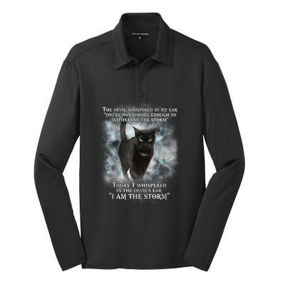 He Devil Whispered In My Ear You ArenT Strong Enough Cat Silk Touch Performance Long Sleeve Polo