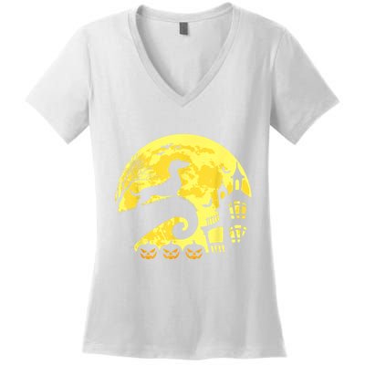 Halloween Dachshund Weenie Wiener Moonshine Sausage Dog Women's V-Neck T-Shirt