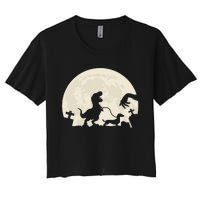 Halloween Dachshund Weenie Wiener Dinosaur Costume Women's Crop Top Tee