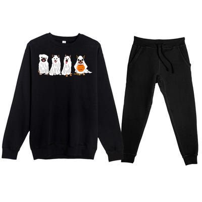 Halloween Dog With Pumpkin Spooky Halloween Dog Ghost Cool Gift Premium Crewneck Sweatsuit Set