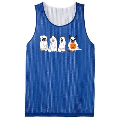 Halloween Dog With Pumpkin Spooky Halloween Dog Ghost Cool Gift Mesh Reversible Basketball Jersey Tank