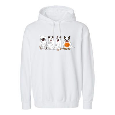 Halloween Dog With Pumpkin Spooky Halloween Dog Ghost Cool Gift Garment-Dyed Fleece Hoodie