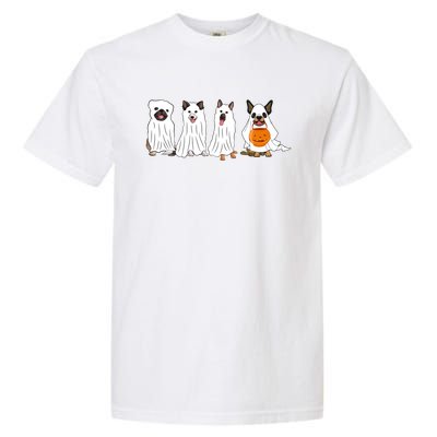 Halloween Dog With Pumpkin Spooky Halloween Dog Ghost Cool Gift Garment-Dyed Heavyweight T-Shirt