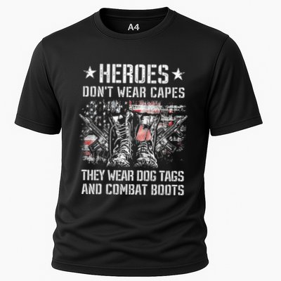 Heroes Don't Wear Capes They Wear Dog Tags And combat boots Performance Shirt