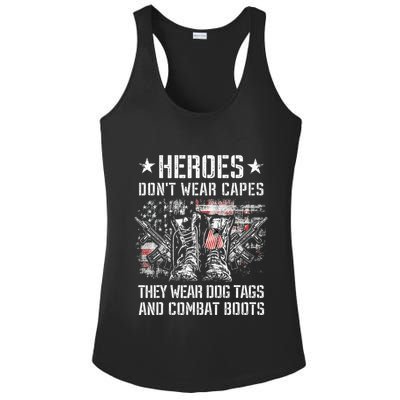 Heroes Don't Wear Capes They Wear Dog Tags And combat boots Ladies PosiCharge Competitor Racerback Tank