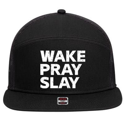 Harry Daniels Wearing Wake Pray Slay 7 Panel Mesh Trucker Snapback Hat