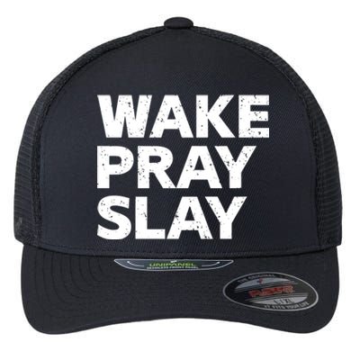 Harry Daniels Wearing Wake Pray Slay Flexfit Unipanel Trucker Cap