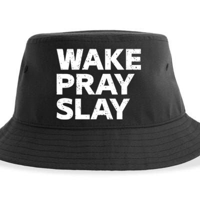 Harry Daniels Wearing Wake Pray Slay Sustainable Bucket Hat