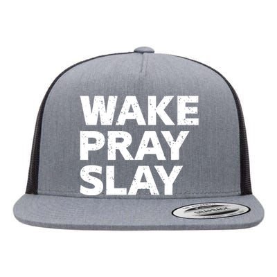 Harry Daniels Wearing Wake Pray Slay Flat Bill Trucker Hat