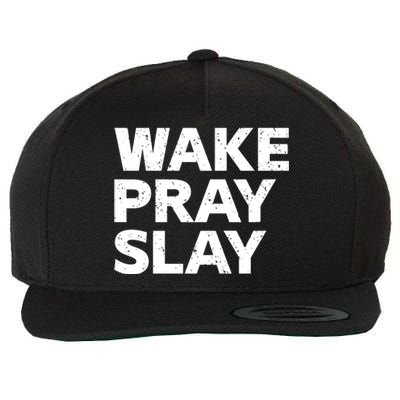 Harry Daniels Wearing Wake Pray Slay Wool Snapback Cap