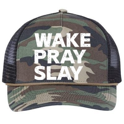 Harry Daniels Wearing Wake Pray Slay Retro Rope Trucker Hat Cap