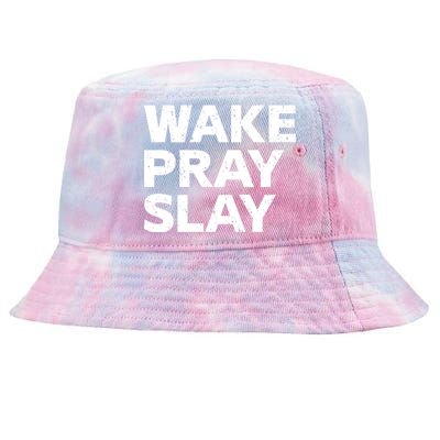 Harry Daniels Wearing Wake Pray Slay Tie-Dyed Bucket Hat