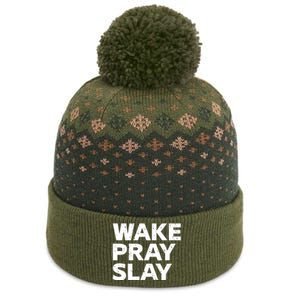 Harry Daniels Wearing Wake Pray Slay The Baniff Cuffed Pom Beanie