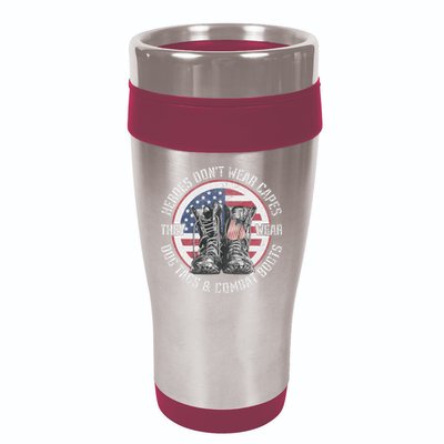 Heroes Dont Wear Capes They Wear Dog Tags & Combat Boots 16oz Travel Tumbler