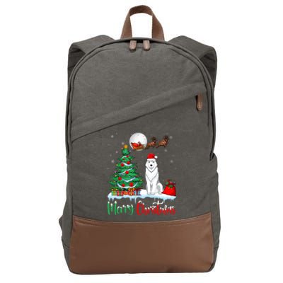 Husky Dog Wearing Santa Hat Xmas Merry Christmas Husky Gift Cotton Canvas Backpack