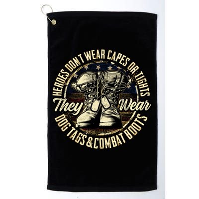 Heroes Don't Wear Capes My Brave Dad Grandpa Veterans Day Gift Golf Towel