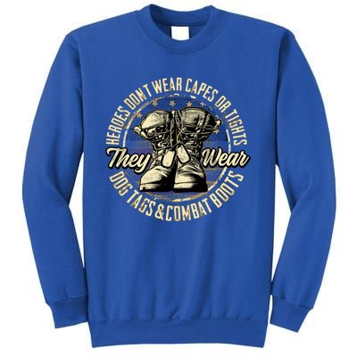 Heroes Don't Wear Capes My Brave Dad Grandpa Veterans Day Gift Sweatshirt