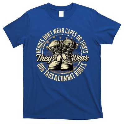 Heroes Don't Wear Capes My Brave Dad Grandpa Veterans Day Gift T-Shirt