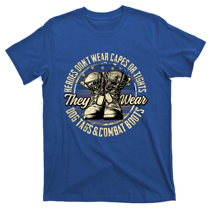 Heroes Don't Wear Capes My Brave Dad Grandpa Veterans Day Gift T-Shirt