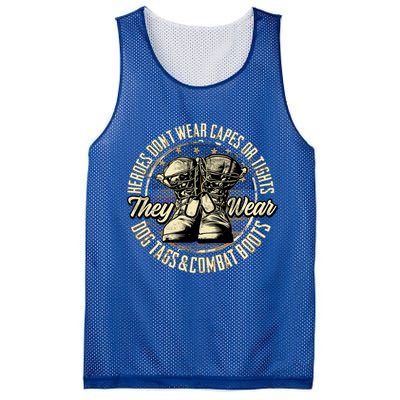 Heroes Don't Wear Capes My Brave Dad Grandpa Veterans Day Gift Mesh Reversible Basketball Jersey Tank