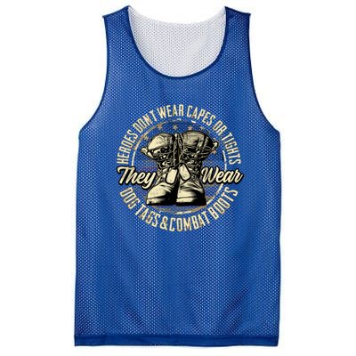 Heroes Don't Wear Capes My Brave Dad Grandpa Veterans Day Gift Mesh Reversible Basketball Jersey Tank