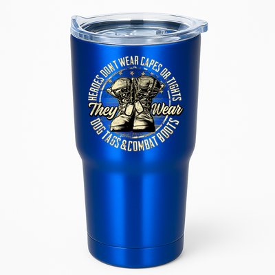 Heroes Don't Wear Capes My Brave Dad Grandpa Veterans Day Gift Tumbler
