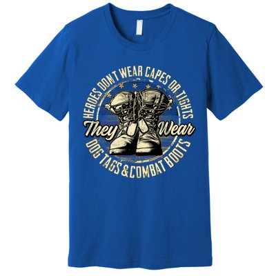 Heroes Don't Wear Capes My Brave Dad Grandpa Veterans Day Gift Premium T-Shirt