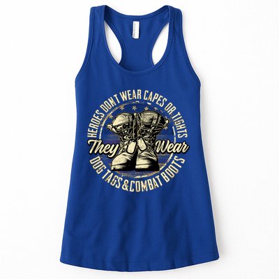 Heroes Don't Wear Capes My Brave Dad Grandpa Veterans Day Gift Womens Tank Top