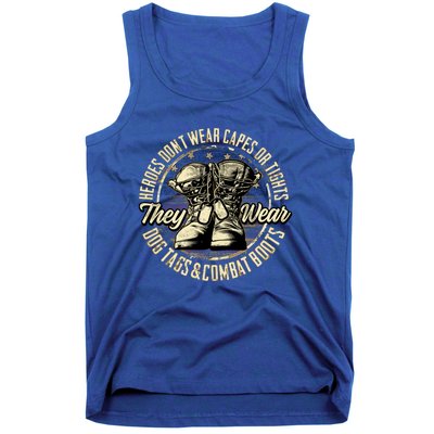 Heroes Don't Wear Capes My Brave Dad Grandpa Veterans Day Gift Tank Top