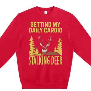 Hunting Dad Women Fitness Cardio With Deer Hunting Premium Crewneck Sweatshirt