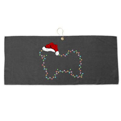 Havanese Dog Xmas Lighting Santa Hat Havanese Christmas Gift Large Microfiber Waffle Golf Towel