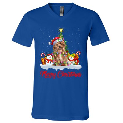 Havanese Dog Xmas Tree Lighting Santa Havanese Christmas Gift V-Neck T-Shirt